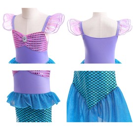 Yabijiojio Mermaid Costume Kids Princess Dress Up for Girls 7 Years Old Mermaid Toddler Ariel Birthday Outfit 7/8 Purple