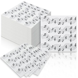 Feifeiya 60 Pieces Musical Notes Napkins 13 x 13 Inches Music Paper Napkins Disposable Musical Notes Pattern Cocktail Luncheon Napkins for Musical Party, Musical Restaurant, Birthday Party Decorations