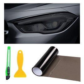 Suvnie - Película de tinte de luz de coche de 12 x 48 pulgadas, luces traseras de camaleón, luces antiniebla con apretón y cortador, calcomanía de vinilo autoadhesivo, accesorios de coche (color negro