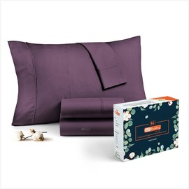SGI Bedding 1000 Thread Count Egyptian Cotton King Pillowcases – Set of 2 Soft & Durable Plum Cotton Covers for King Size Bed