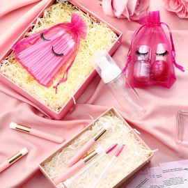 8 Pieces Lash Shampoo Brushes Set 8 Eyelash Aftercare Bag 8 Disposable Mascara Brushes Tubes 8 Foam Pump Bottle 8 Extension Aftercare Instructions Cards Eyelash Makeup Accessories(Mesh Bag,Organza)