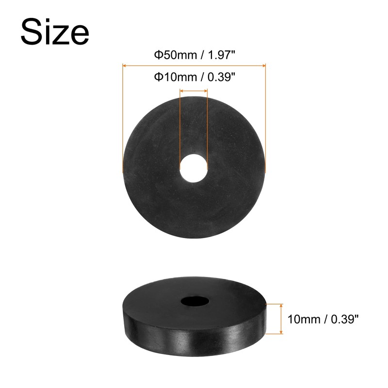 sourcing map 12 Pcs Rubber Spacers 50mm OD, 10mm ID,
