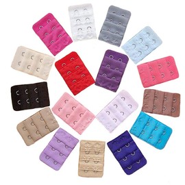 BOOLAVARD 12 pcs Assorted Colors Women 2-Hook 3 Rows Spacing Bra Extender Strap by Boolavard TM.
