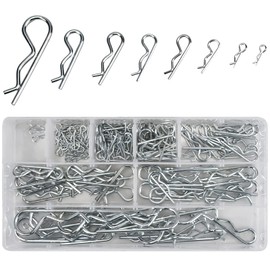 Pack of 180 Cotter Pins, 8 Sizes, Cotter Pins, Spring Pins, Stainless Steel Fixing Cotter Pins, R-Shaped Cotter Pin High Performance with Storage Box for Tractor Mower Fasteners