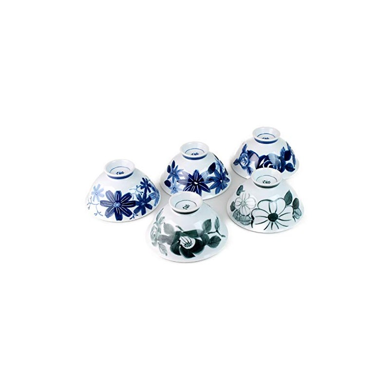 Ranchant N566892 Rice Bowl, Set of 5 Patterns, Multi, Flower