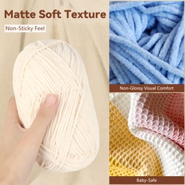 Reessy 6 × 50g Chenille Yarn, Soft Chunky Wool for Crochet, Thick Yarn Plush Yarns, Ideal for Beginners Crochet Baby Blankets, Jumpers, Amigurumi, Hats(Cyan)