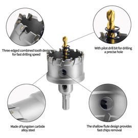 Aohhy TCT Carbide Hole Saw 51mm Heavy Duty Industrial Grade Tungsten Hole Cutter for Metal, Copper, Aluminum, Stainless Steel, Cast Iron