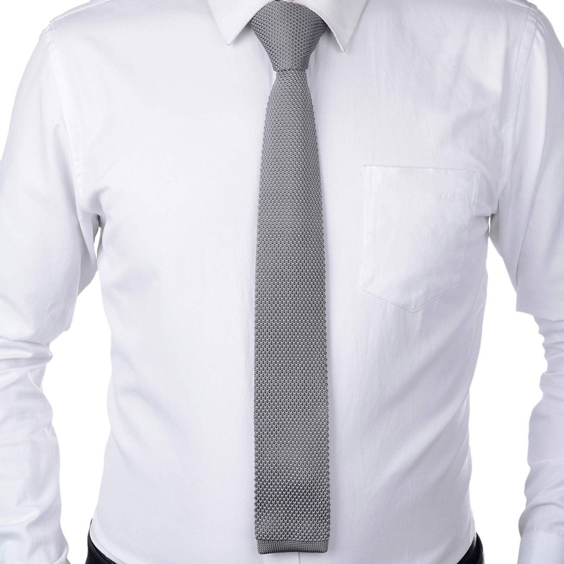 DonDon Men's Knit Tie handmade Light Grey