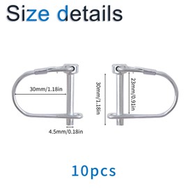 INCREWAY 10Pcs Wire Lock Pin, Carbon Steel Shaft Locking Pin, Round Loop Wire Lock Pin for Track Farm Lawn（M4.5 * 30）