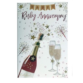 Special Days Happy 40th Ruby Anniversary Champagne Bunting Design Card Lovely Verse