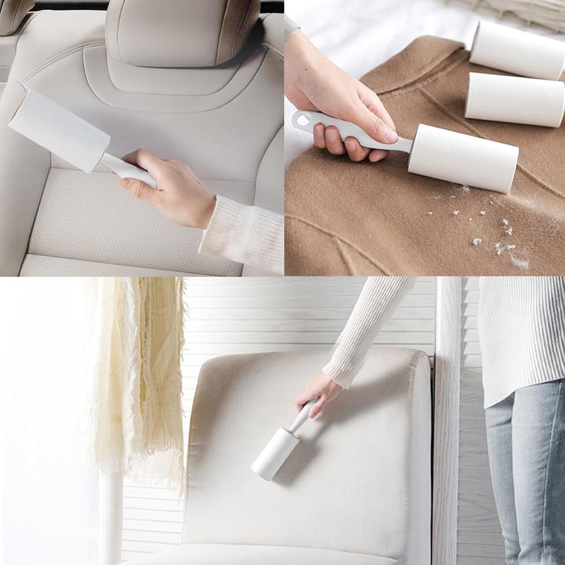 Qinsky Fusselrolle,2 PCS Fusselgriff+10 PCS Selbstreinigende Fusselrolle Kleiderrolle Extra Klebriger