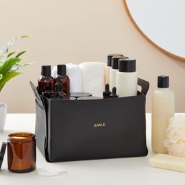 Juvale Foldable Faux Leather Cube Storage Bins - Collapsible Cube Storage Organizers - Closet Bins - Decorative Baskets - Black, 10 x 9.5 x 6.5 in, Pack of 2