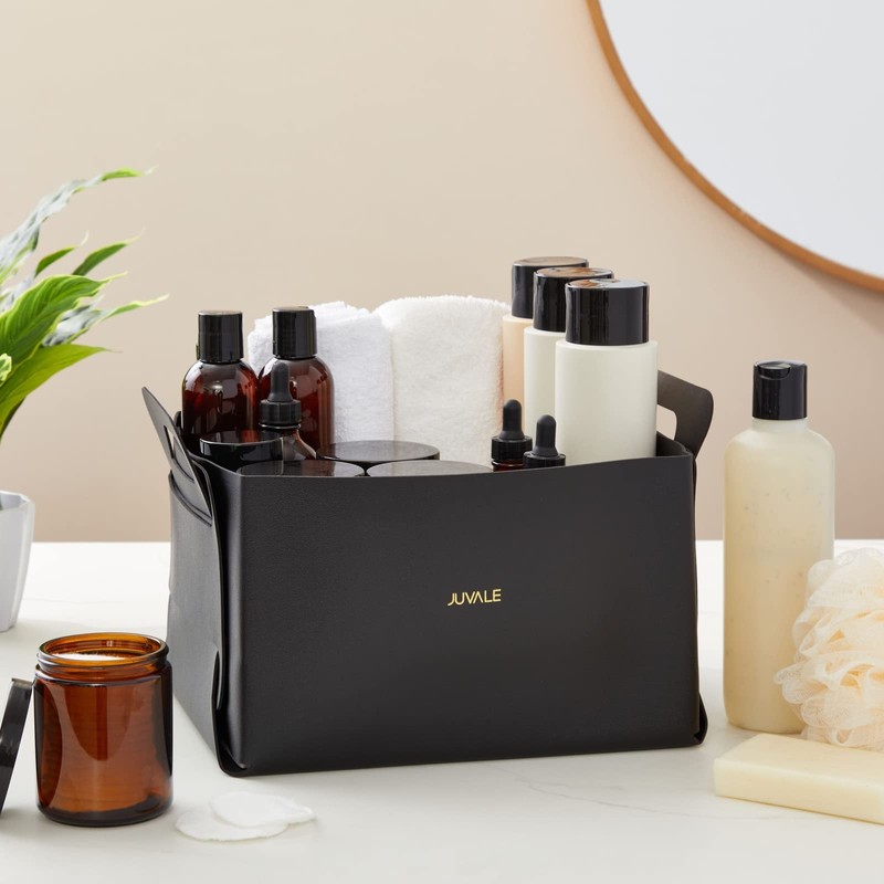 Juvale Foldable Faux Leather Cube Storage Bins - Collapsible Cube