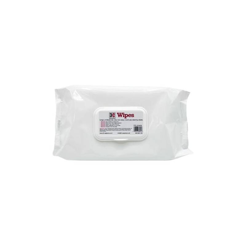3C Sealants Professional Multi-Purpose Cleaning Wipes, 100 Sheets, Large Size,