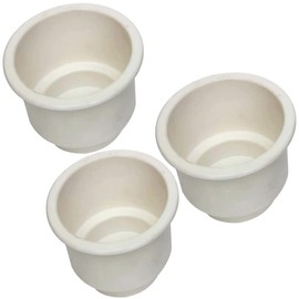LEFITPA 3 Pack Replacement White Plastic Cup Holder for Poker Blackjack Pool Table Boat RV Patio Car Deck Trailer Table (3.515" Top of Cup Diameter x 2.715" Bottom of Cup Diameter)