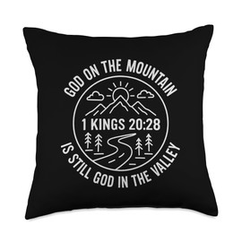 God On The Mountain Boho Line Art Christian Throw Pillow