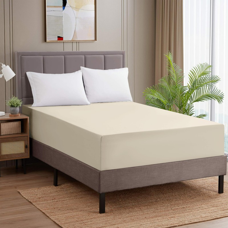 Oxford Homeware Double Fitted Sheet - 40cm Extra Deep Brushed