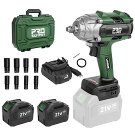 Prostormer 800N.m(580Ft-lbs) Cordless Impact Wrench, 1/2" Brushless High Torque Impact Gun Kit for Car Home, 2x4.5Ah Rechargable Batteries, Charger & 8 Sockets
