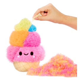 Fluffie Stuffiez Ice Cream Large Collectible Feature Plush 11" - Surprise Reveal Unboxing with Huggable ASMR Fidget DIY Fur Pulling, Ultra Soft Fluff