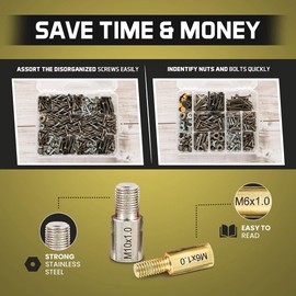 Elqubkan Thread Pitch Gauge, Nut & Bolt Gauges Set, Nut & Bolt Thread Tester - 26 Male/Female Thread Marking Gauges