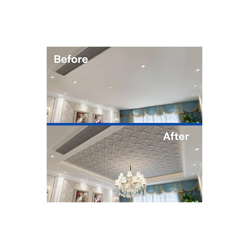 Art3d 12-Pack PVC Drop Ceiling Tiles (48 Sq.Ft), 24"x24" Decorative