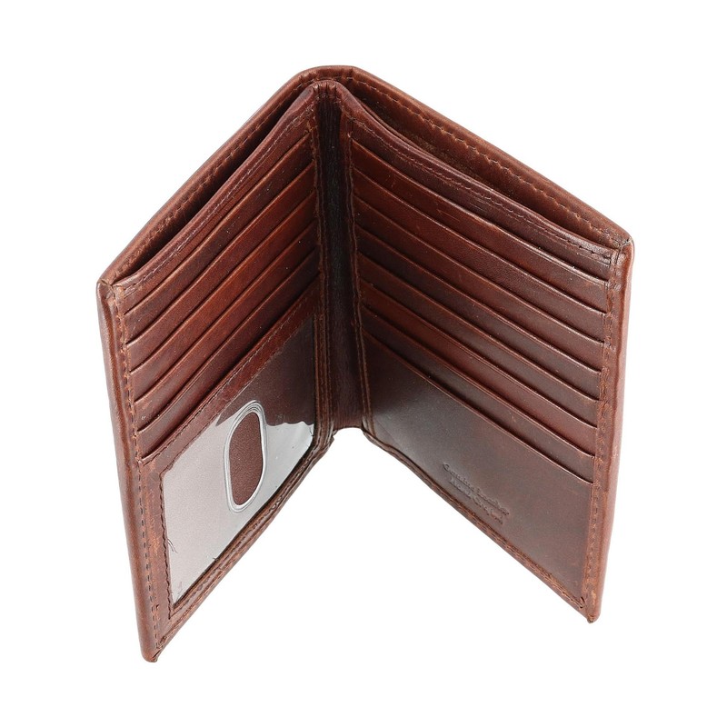 CTM Men's Oil Pull Up Leather Hipster Bifold Wallet, Brown