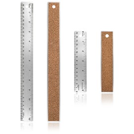Ouligay 2Pcs Stainless Steel Ruler Set Metal Straight Ruler Metal Ruler with Cork Backing Dual Marking Rulers Precision Engineering Ruler for School Office Drawing 15cm 30cm
