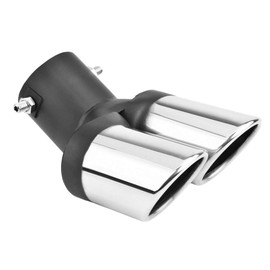 Aswalling Car Universal 63mm Stainless Steel Dual Outlet Exhaust Pipe Muffler Tail Throat Muffler Tip Pipe Grilled Black