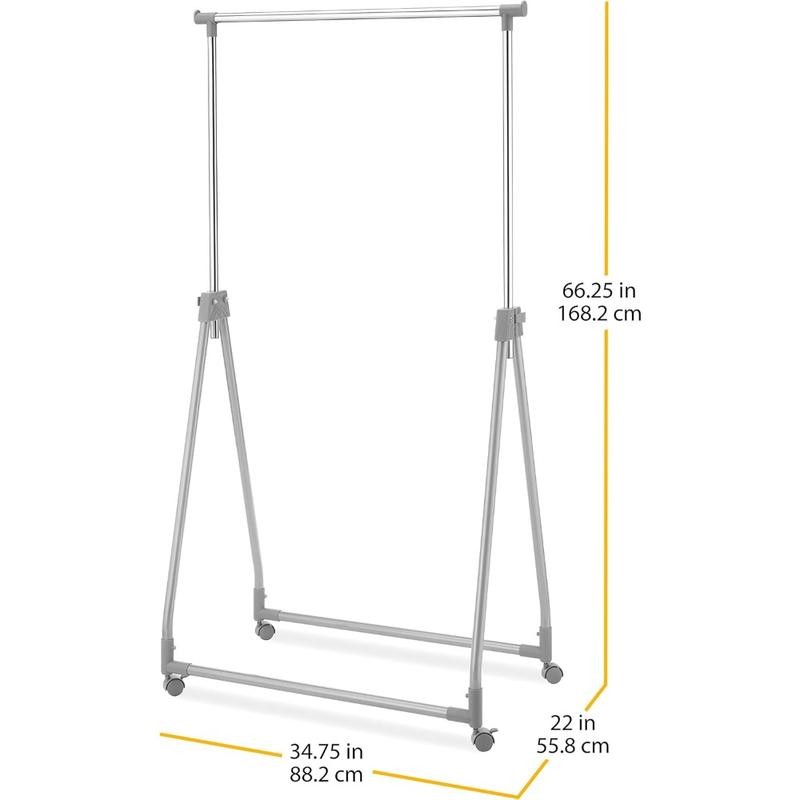 Foldable Garment Rack - Rolling Clothes Rack - Adjustable Height