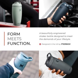 Promixx Promixx PURSUIT Eiweiß Shaker Flasche Neue Edition – Isolierte Edelstahl-Wasserflasche und Mixerbecher, 550ml, Seegras Grün