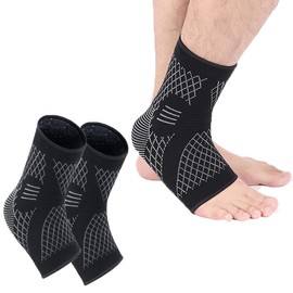 Coogime Pack of 2 Ankle Brace, Ankle Bandage, Compression Socks, Plantar Fasciitis Bandage, Breathable Ankle Brace, Foot Bandage for Sports, Fitness, Everyday Use (Black, XL (EU 43-45))