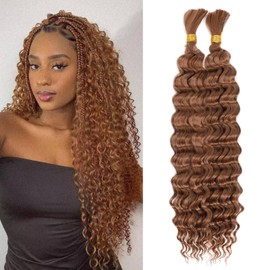 LPARMJIT Deep Wave Bulk Hair for Braiding, 18 Inches, 2 Bundles/Pack, No Weft for Braiding, Wavy Synthetic Braiding Hair Extensions for Boho Braids (30#, 18 Inch (1 Pack)