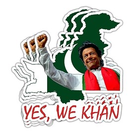 TOPIMOON (3Pcs/Pack) Yes We Khan Imran Khan Sticker Stand with Imran Khan Sticker PTI Political Party Pakistan Sticker PTI Flag Sticker Free Imran Khan Sticker Gift Decoration Helmet Bumper- 3x4