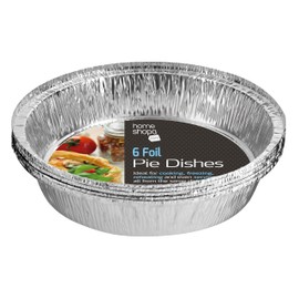 Homeshopa Aluminum Foil Pie Pan, 6 Pack Disposable Round Flan Trays, Durable Air Fryers Cooking Baking Dishes for Pie, Fruit Tarts, Quiche, Food Storage Takeaway Containers, Oven & Freezer Safe