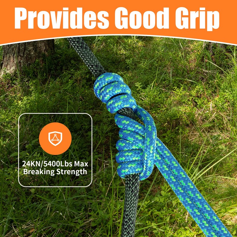 AOLEBA 8MM (5/16") Prusik Loop, Pre-Sewn Prusik Cord, Safety Sewn