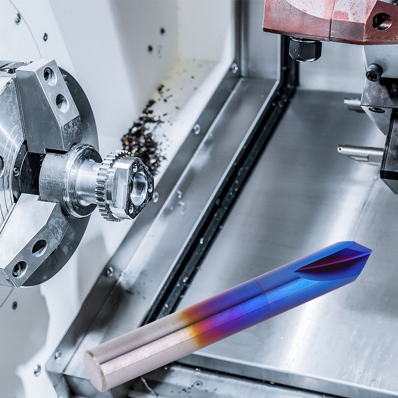 90 Degrees Chamfer End Mill 2 Flute Blue Coating Tungsten