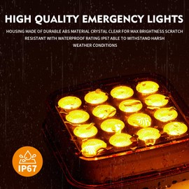 inhtgeas Magnetic Strobe Lights - Wireless Strobe Hazard Light Kit for Trucks Rechargeable Magnetic Flashing Beacon Lights for Vehicles & Trailers (Amber)