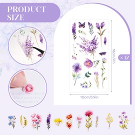 190Pcs Flower Stickers for Scrapbooking PET Transparent Floral Sticker,Waterproof Flowers Aesthetic Stickers for Cup, Journaling, Craft, Envelopes, Card, Laptop