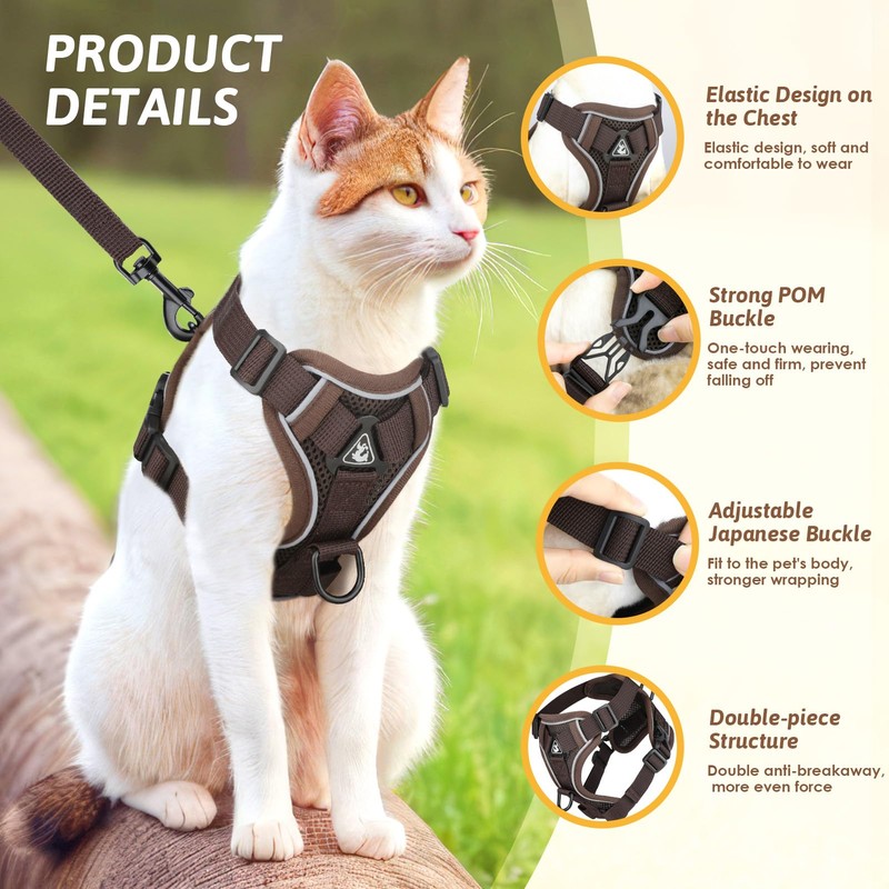 GlasFlength Cat Harness with Lead, Escape Proof, Cat Lead with