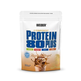 WEIDER Protein 80 Plus Protein Powder, Hazelnut Nougat, Vanilla, Low-Carb, Multi-Component Casein Whey Mix for Protein Shakes, 500 g