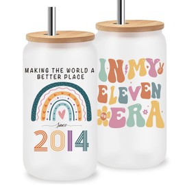 Jars Nova Meaningful 11th Birthday Gift for Girls– 11th Birthday Gifts for Her- 16oz Iced Coffee Cup with Inspirational Quote & Reusable Straw