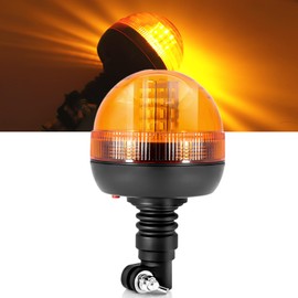 LED Amber Beacon 40LEDs Flashing Warning Light Pole Mount Emergency Strobe Light Caution Hazard Rotating Light for Truck Tractor Snow Plow Excavator, 12V/24V