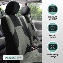 FH Group Car Seat Covers Travel Master Full Set Gray Automotive Seat Covers, Combo Travel Car Tissue Dispenser Airbag and Split Rear Universal Fit Interior Accessories Cars Trucks SUV Car Accessories