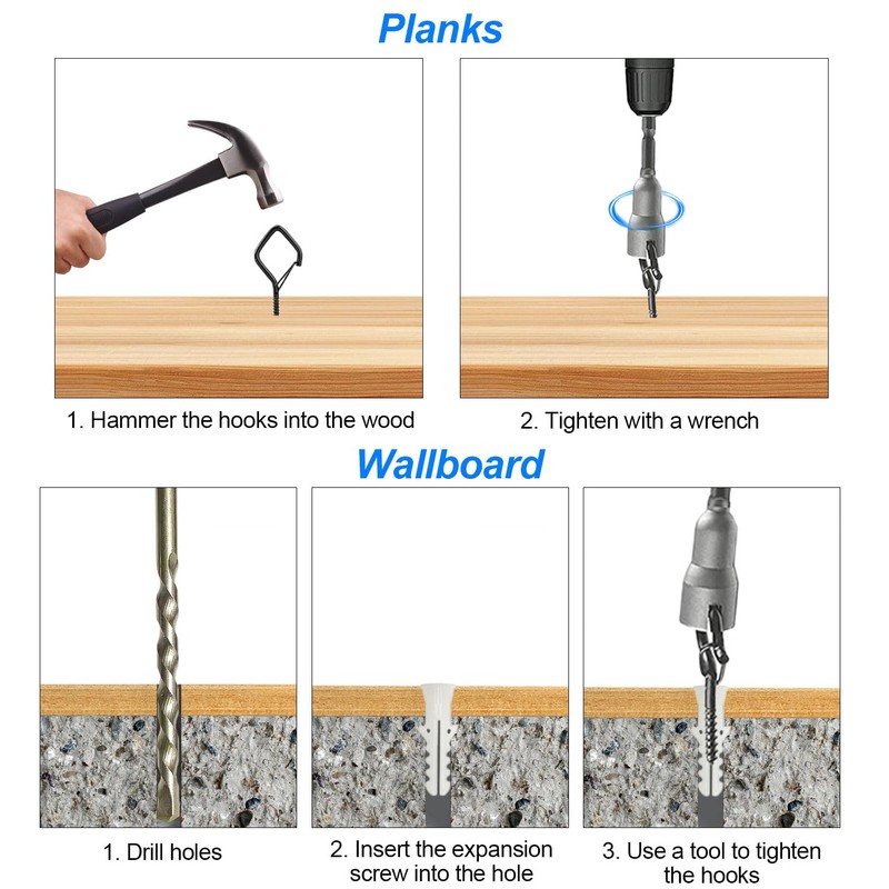 Pack of 30 Metal Screw Hooks with Fuse with Socket,