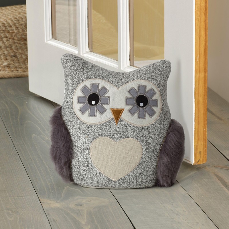 Elements Decorative Polyester Owl Door Stopper, Gray
