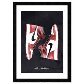 Wynwood Studio Fashion and Glam Wall Art Framed Prints 'Classic Sneakers' Shoes Home Décor, Red, Black