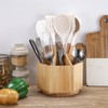 BSTKEY Wood Rotating Kitchen Utensil Holder, Countertop Kitchen Tableware Storage