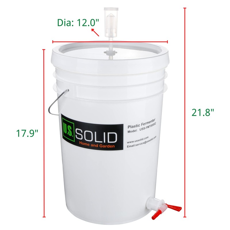 U.S. Solid 2-Pack Plastic Fermenter - 6.5 Gallon Food-Grade Fermenting