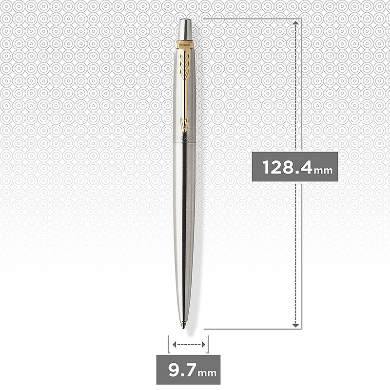 Parker Jotter Ballpoint Pen | Stainless Steel with Golden Trim