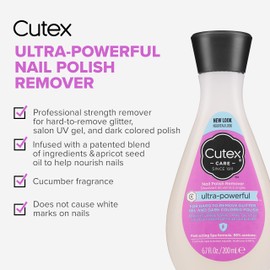 Cutex Gel Nail Polish Remover, Ultra-Powerful & Removes Glitter and Dark Colored Paints, Paraben Free, 10.1 Fl Oz